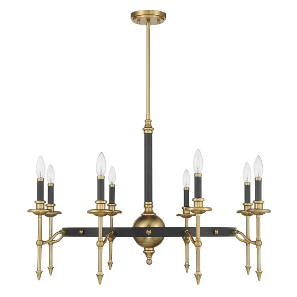 Consulate 8-Light Chandelier in Matte Black and Warm Brass - alternate view