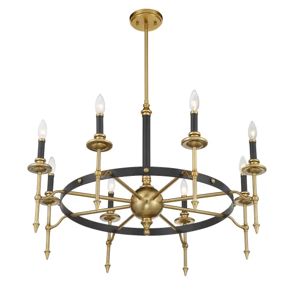 Consulate 8-Light Chandelier in Matte Black and Warm Brass - Image 4