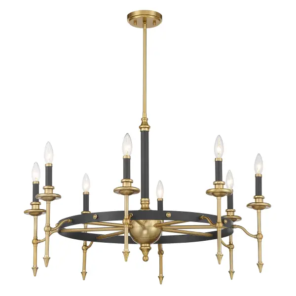 Consulate 8-Light Chandelier in Matte Black and Warm Brass - Image 5