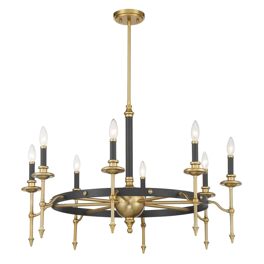 Consulate 8-Light Chandelier in Matte Black and Warm Brass - Image 5