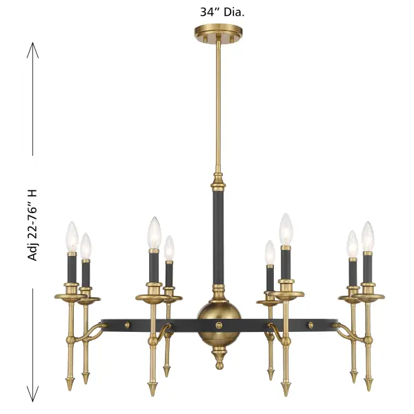 Consulate 8-Light Chandelier in Matte Black and Warm Brass - Image 6