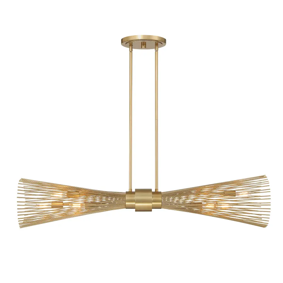 Longfellow Six Light Linear Chandelier in Burnished Brass - Image 1