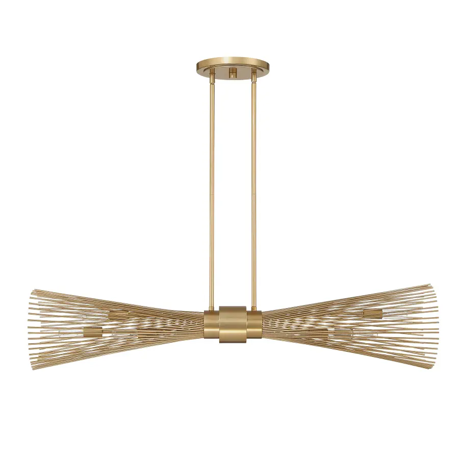 Longfellow Six Light Linear Chandelier in Burnished Brass - Image 2