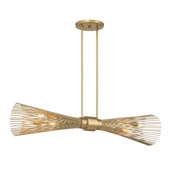 Longfellow Six Light Linear Chandelier in Burnished Brass - Image 3