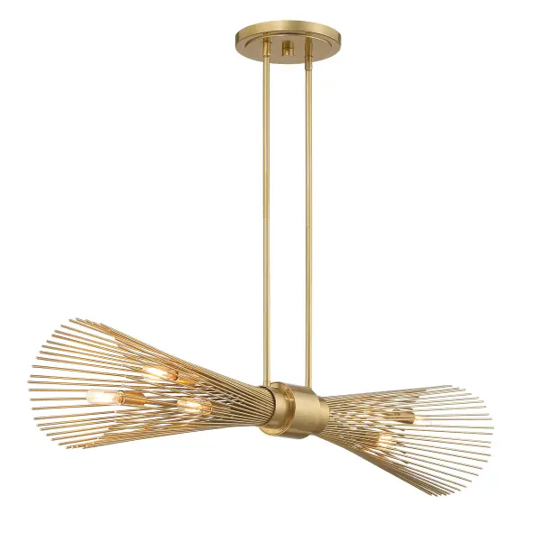 Longfellow Six Light Linear Chandelier in Burnished Brass - Image 4