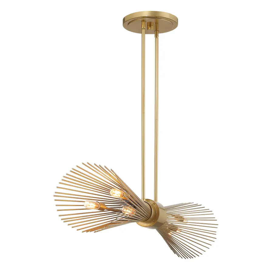 Longfellow Six Light Linear Chandelier in Burnished Brass - Image 5