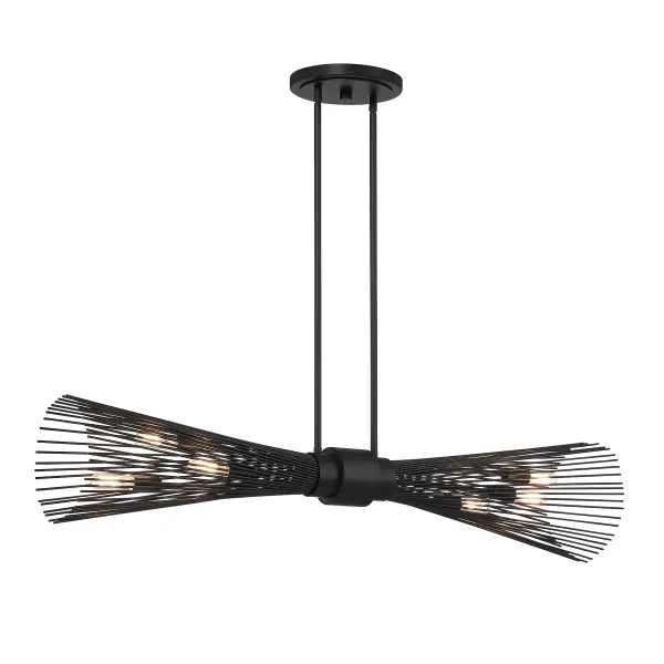 Longfellow 6-Light Linear Chandelier in Matte Black - Image 3
