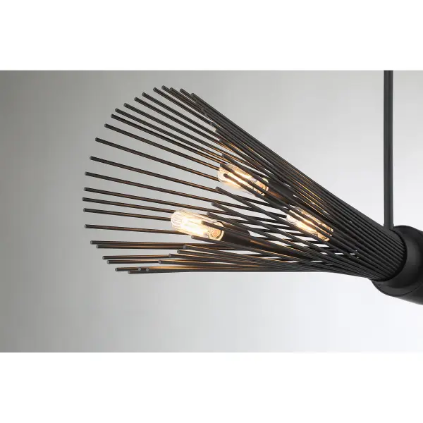 Longfellow 6-Light Linear Chandelier in Matte Black - Image 6