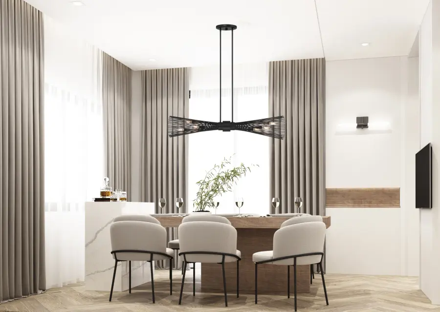 Longfellow 6-Light Linear Chandelier in Matte Black - Image 7