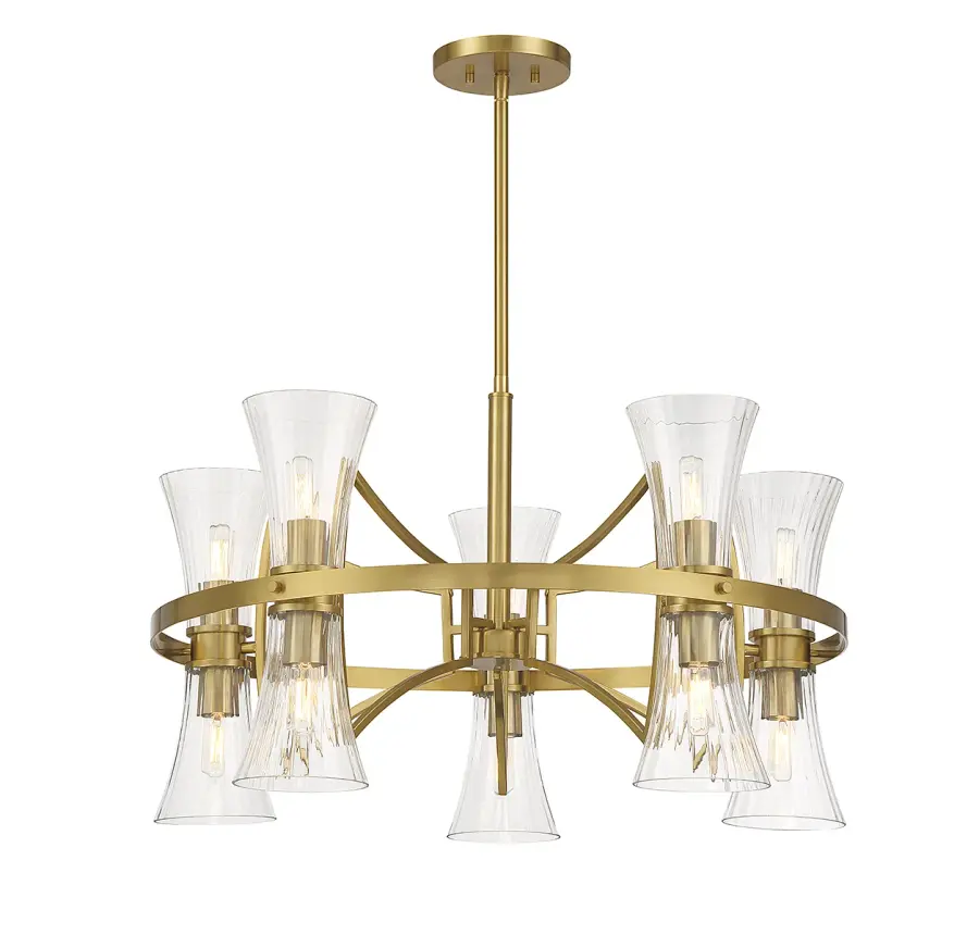 Bennington 10-Light Chandelier in Warm Brass - Image 3