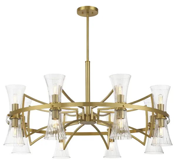 Bennington 16-Light Chandelier in Warm Brass - Image 3