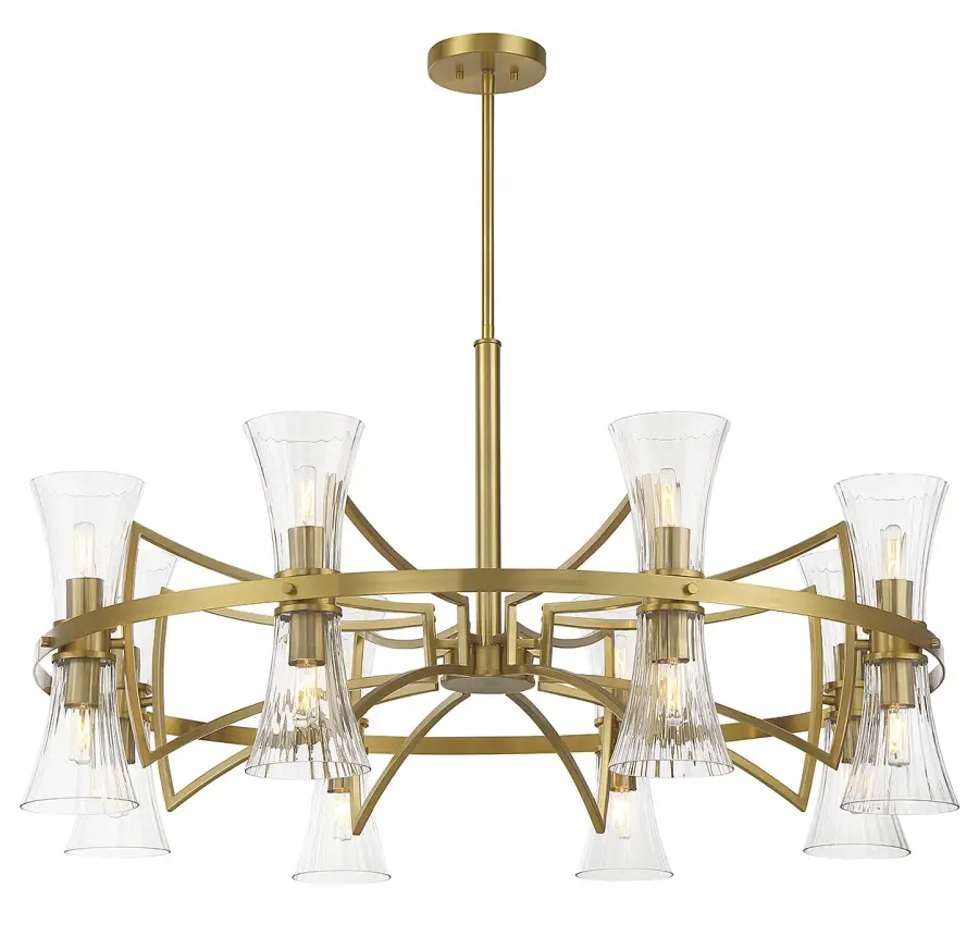 Bennington 16-Light Chandelier in Warm Brass - Image 3