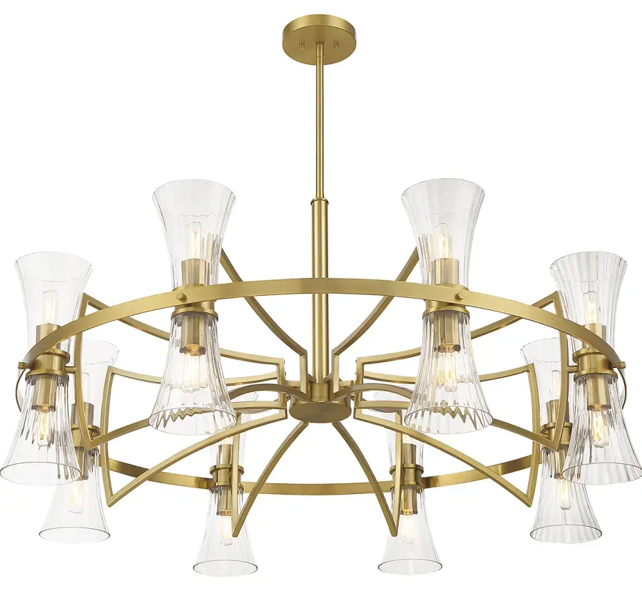 Bennington 16-Light Chandelier in Warm Brass - Image 4