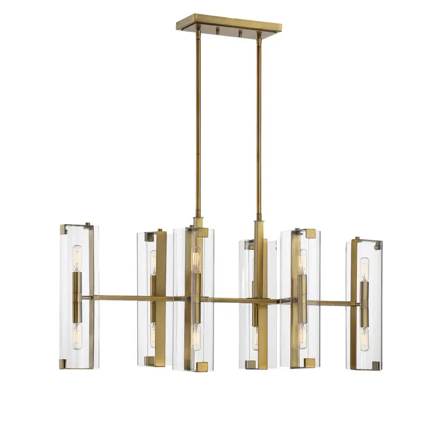 Winfield 12-Light Linear Chandelier in Warm Brass - Image 1