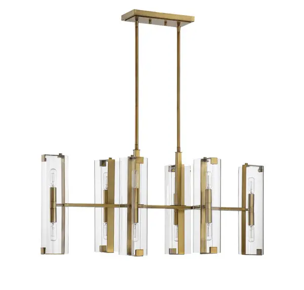 Winfield 12-Light Linear Chandelier in Warm Brass - Image 2