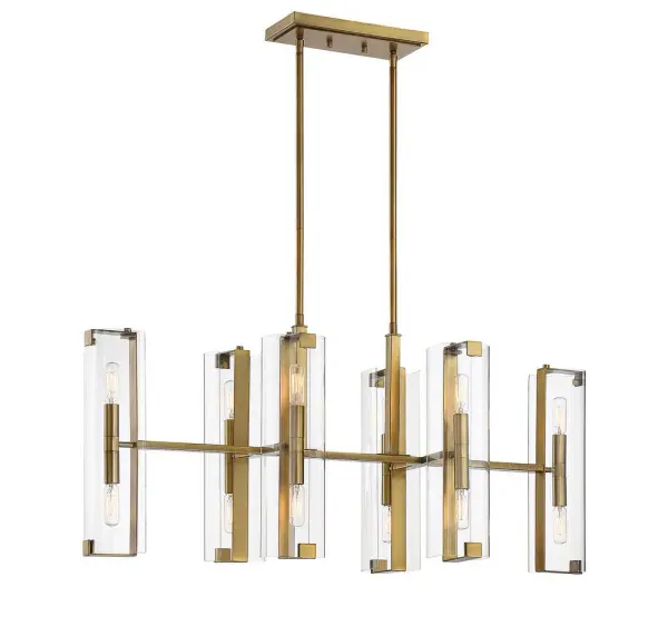 Winfield 12-Light Linear Chandelier in Warm Brass - Image 3