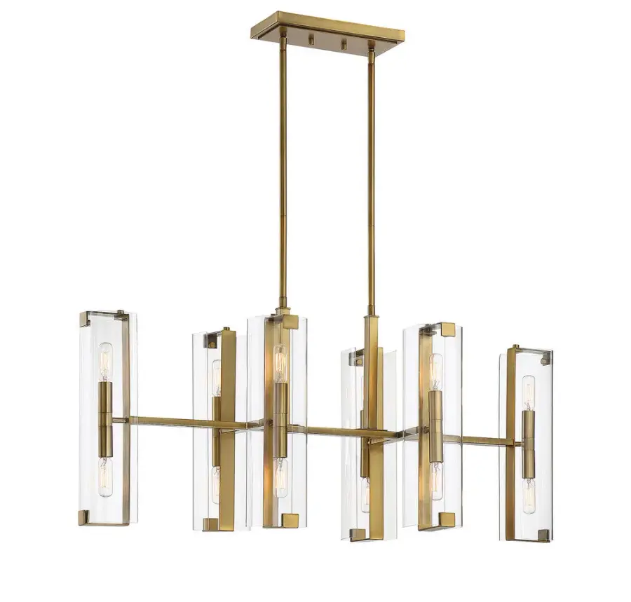 Winfield 12-Light Linear Chandelier in Warm Brass - Image 3