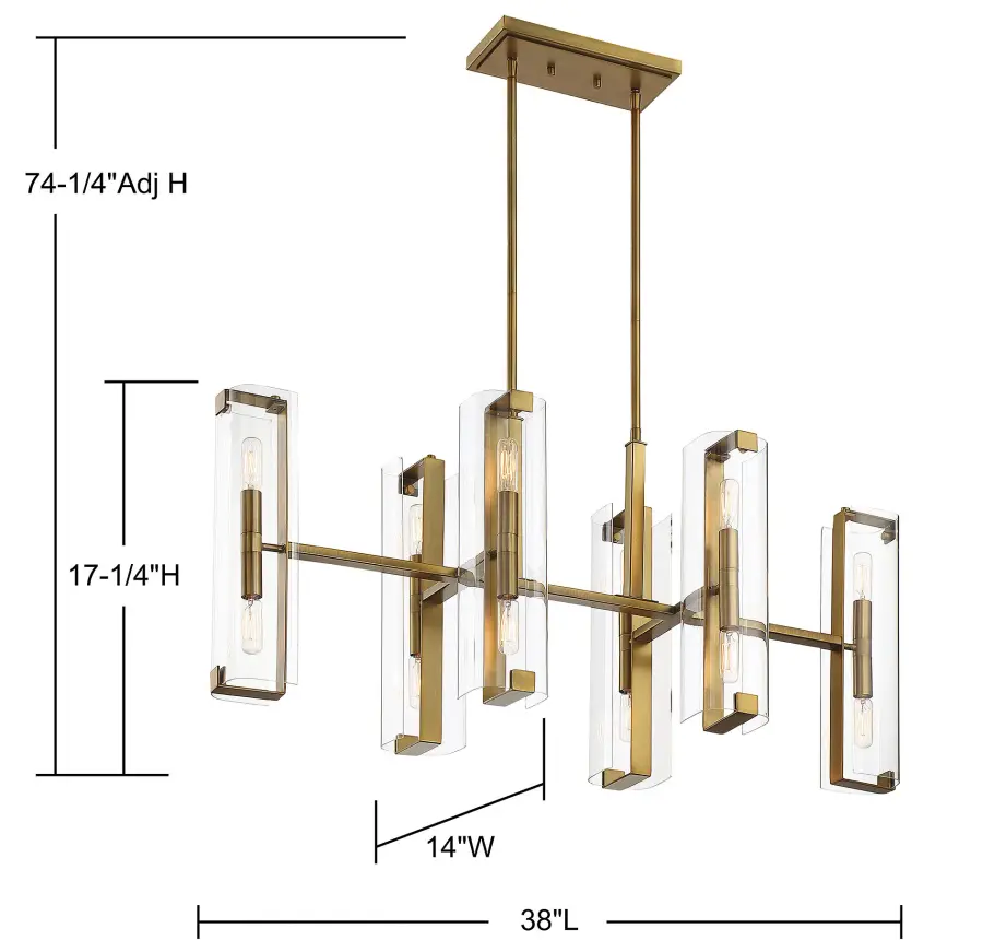 Winfield 12-Light Linear Chandelier in Warm Brass - Image 6