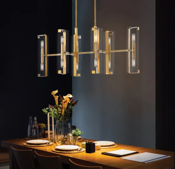 Winfield 12-Light Linear Chandelier in Warm Brass - Image 7