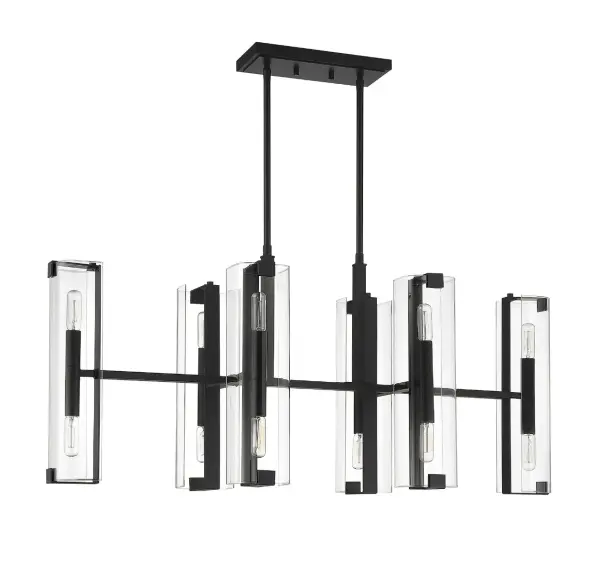 Winfield 12-Light Linear Chandelier in Matte Black - alternate view