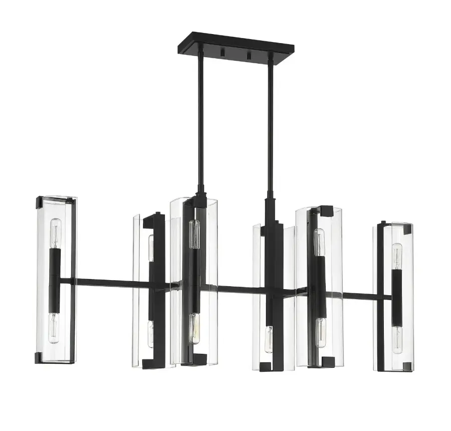 Winfield 12-Light Linear Chandelier in Matte Black - Image 2
