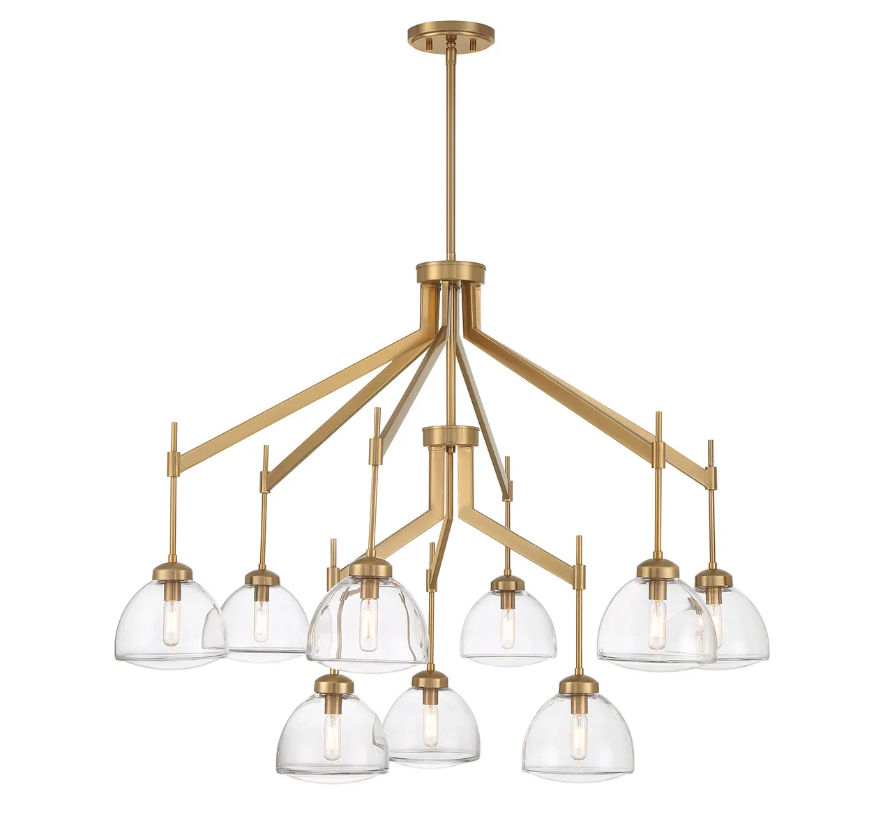 Corbin Nine Light Chandelier in Warm Brass
