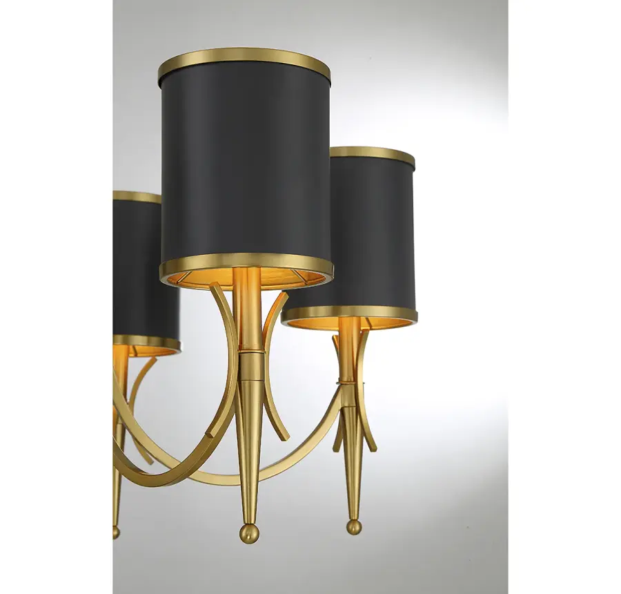 Quincy 5-Light Chandelier in Matte Black with Warm Brass Accents - Image 6