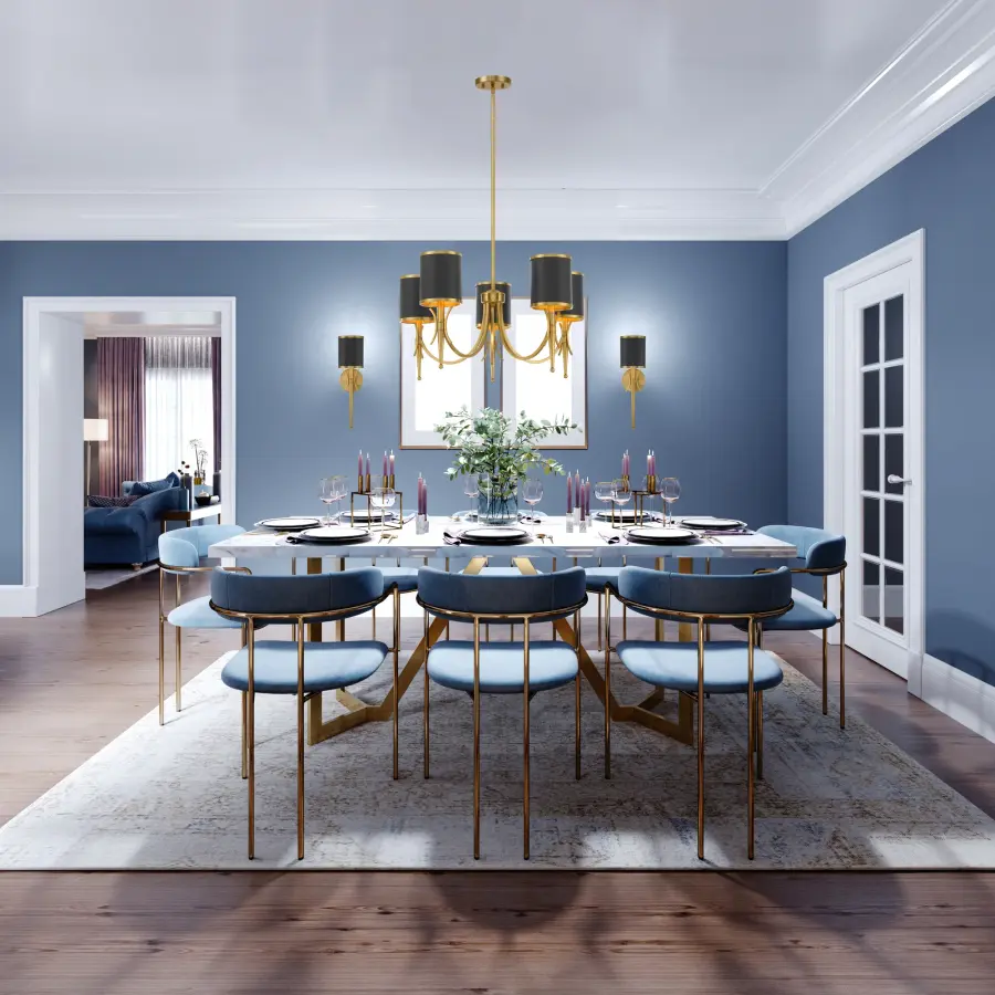 Quincy 5-Light Chandelier in Matte Black with Warm Brass Accents - Image 7