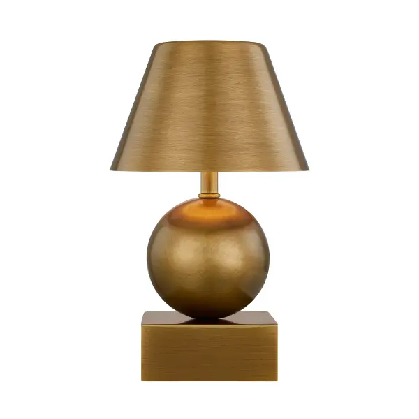 This compact LED table lamp combines portability with elegant brass styling. The rechargeable battery and touch-on/off control make it incredibly versatile for any room. Warm 3000K light creates ambiance without cords.