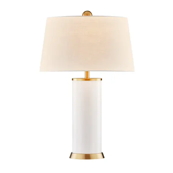 Say hello to Melissa, a table lamp from Coco & Dash that adds peppy, perky style to your home! It is fabulously finished in Blanc De Blanc with a crisp white fabric shade for a bright and comfortable glow and hardware accents finished in Warm Brass for an extra touch of style. Melissa is 29.25" in height and 19" in width. It uses one standard size bulb of up to 100 watts. Bulb not included. Collection: Melissa Rooms: Bedroom, Billiard Room, Closet, Dining Room, Entryway, Family Room, Foyer, Great Room, Kitchen, Living Room, Office, Powder Room, Stairway, Lobby, Waiting Room, Media Room Finish: Blanc de Blanc Width: 19.00" Height: 29.13" Length: 19.00" Weight: 5.00 lb Number of Bulbs: 1 Maximum Wattage: 100.00 W Bulb Type: E26 Bulb Base: E26 Light Source: Incandescent/LED Dimmable Voltage: 120.00 V Material: Metal, Glass Safety Listing: ETL/CETL Switch: Three Way Switch LED