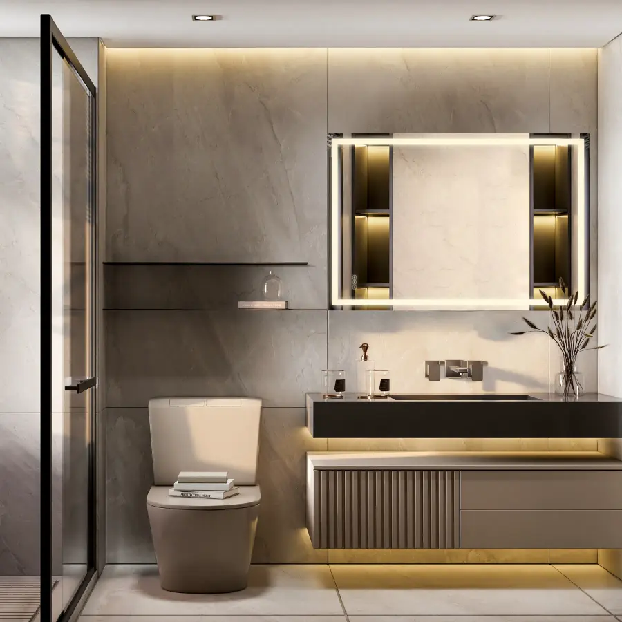 Oneida LED Rectangle Frontlit Mirror - Image 4