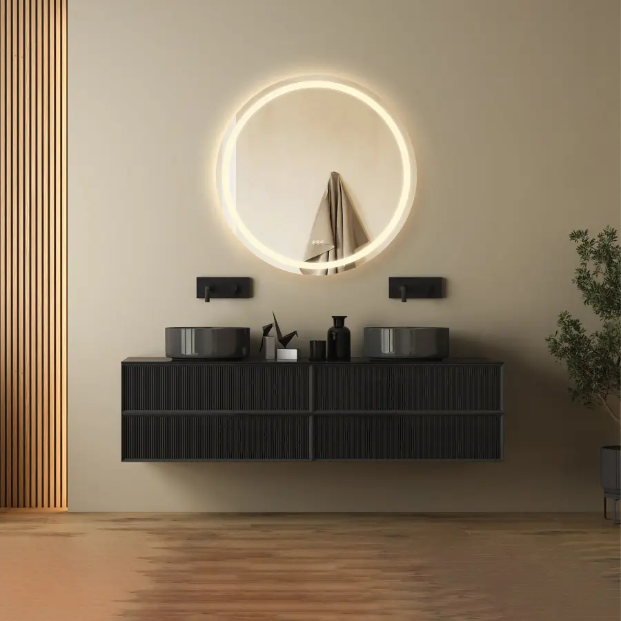 Beckett LED Round Frontlit and Backlit Mirror - Image 7