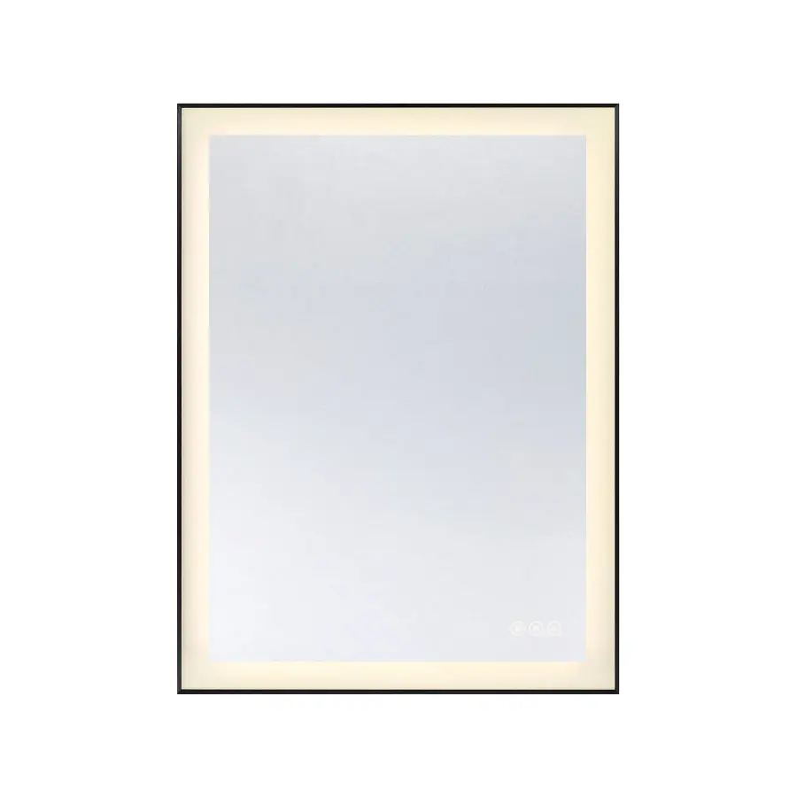Paulding LED Rectangle Frontlit Mirror with Black Frame - Image 1