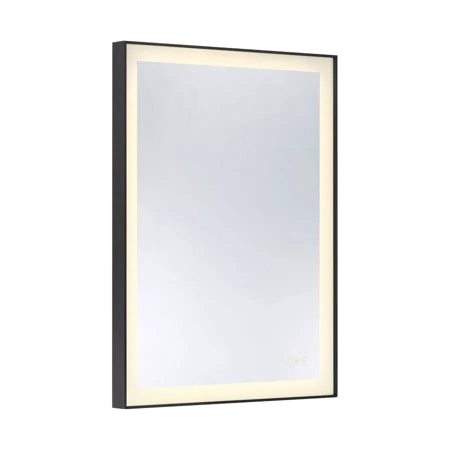 Paulding LED Rectangle Frontlit Mirror with Black Frame - Image 3