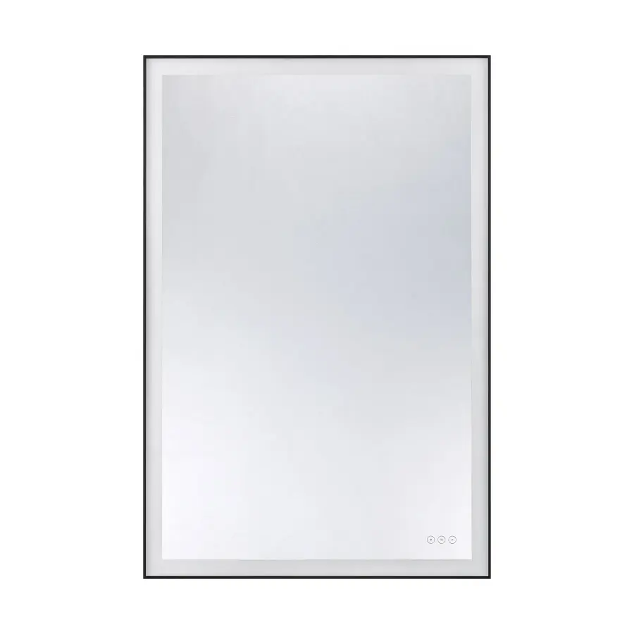 Paulding LED Rectangle Frontlit Mirror with Black Frame - Image 2