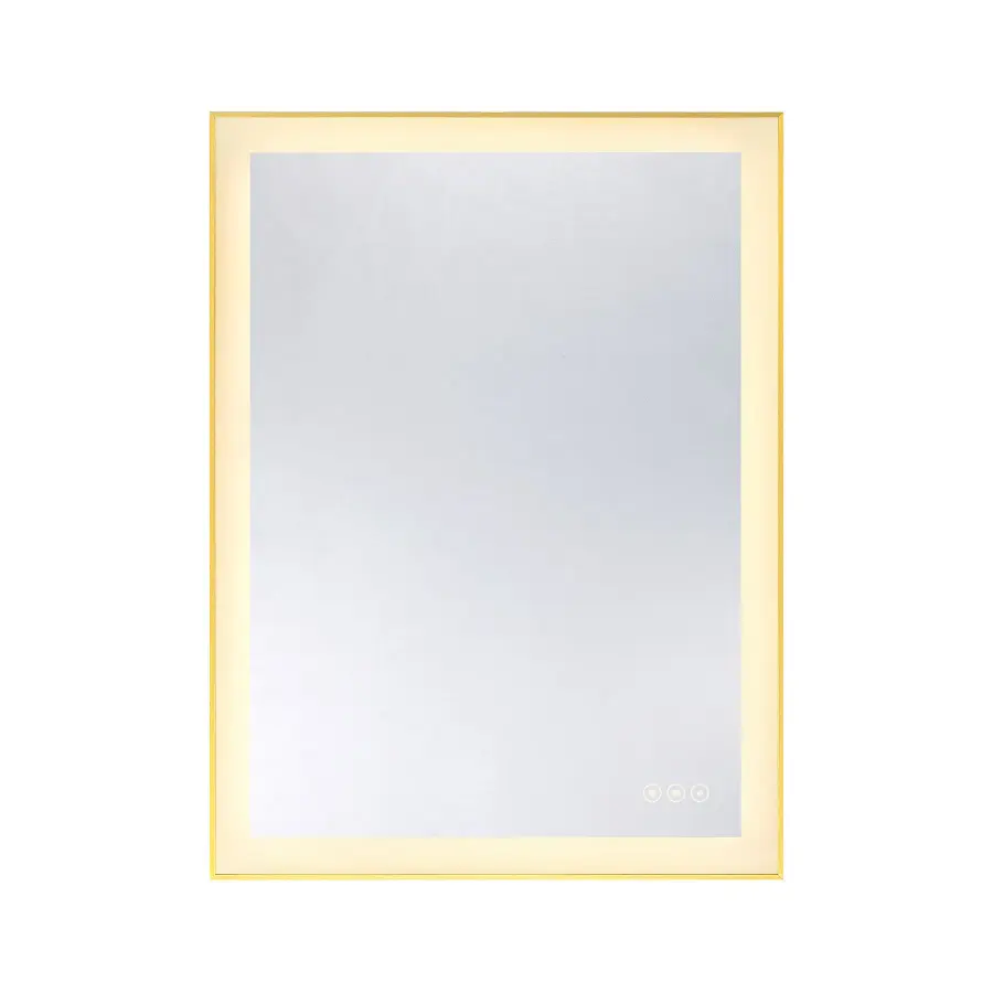 Paulding LED Rectangle Frontlit Mirror with Gold Frame - Image 1