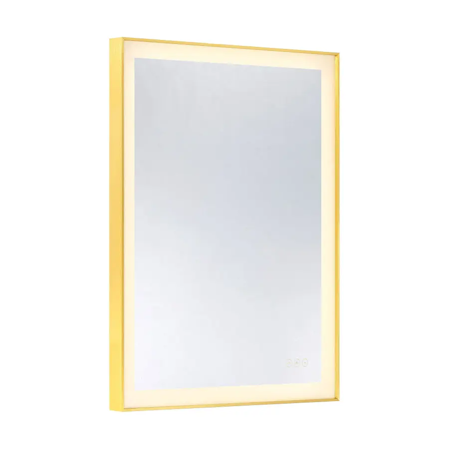 Paulding LED Rectangle Frontlit Mirror with Gold Frame - Image 3