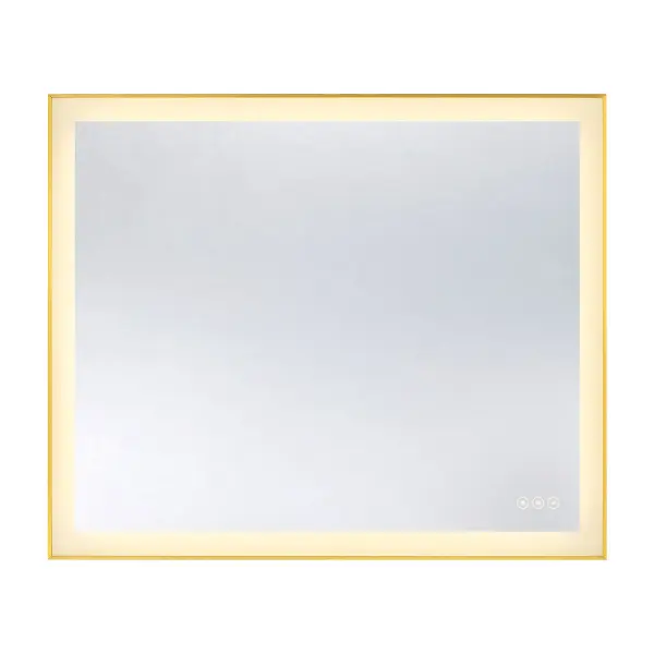 Paulding LED Rectangle Frontlit Mirror with Gold Frame