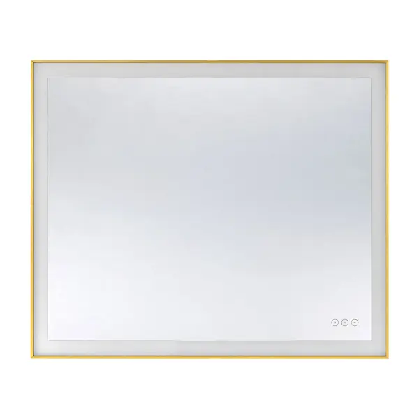 Paulding LED Rectangle Frontlit Mirror with Gold Frame - alternate view