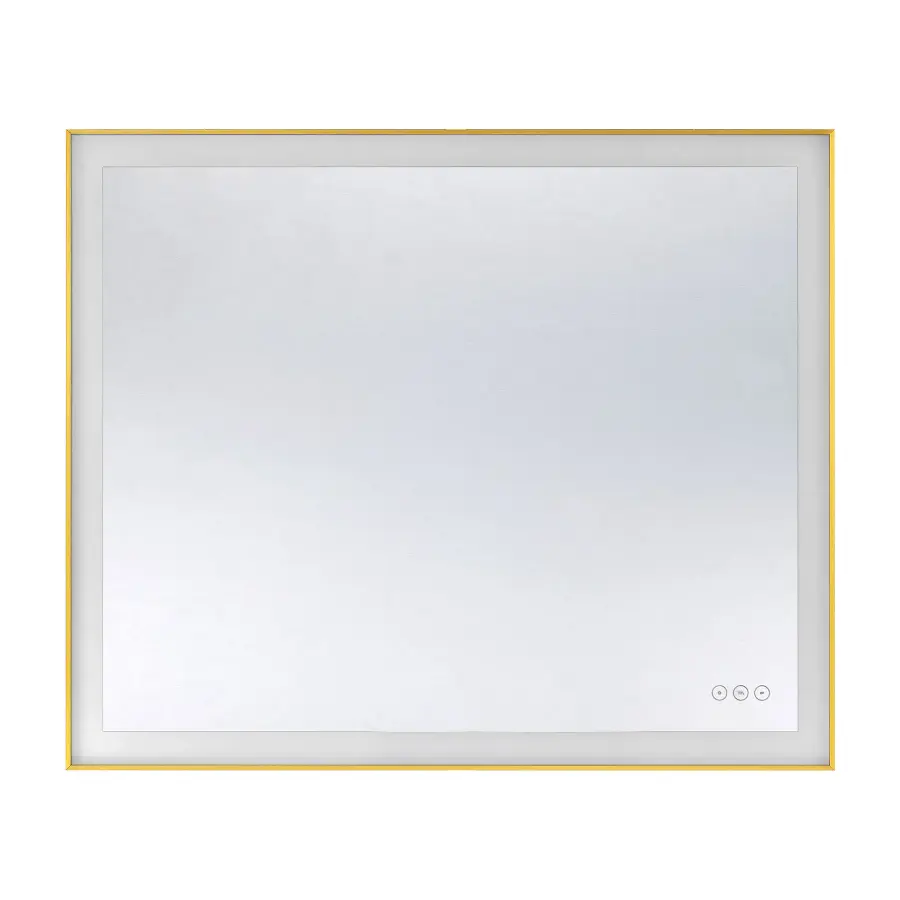 Paulding LED Rectangle Frontlit Mirror with Gold Frame - Image 2