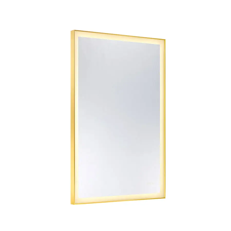 Paulding LED Rectangle Frontlit Mirror with Gold Frame - Image 3