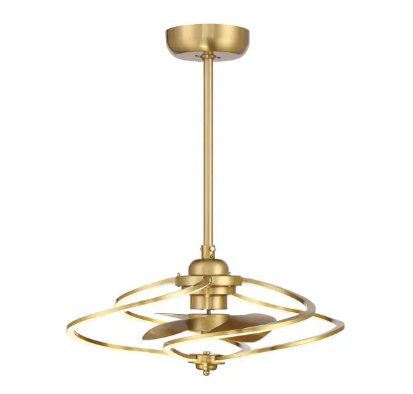The Hydra LED Fan D'Lier is a unique hybrid fixture that merges chandelier elegance with ceiling fan functionality. Its swirling integrated LED bands create a sculptural focal point while the efficient DC motor delivers strong airflow. Perfect for smaller spaces where style and function both matter.