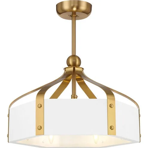 Sheffield LED Fan D'Lier in White with Warm Brass