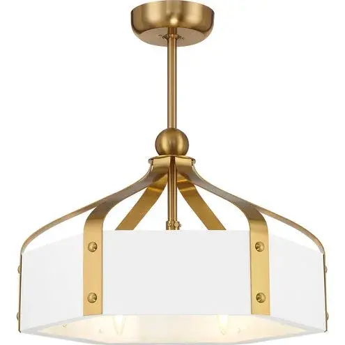Sheffield LED Fan D'Lier in White with Warm Brass - Image 1