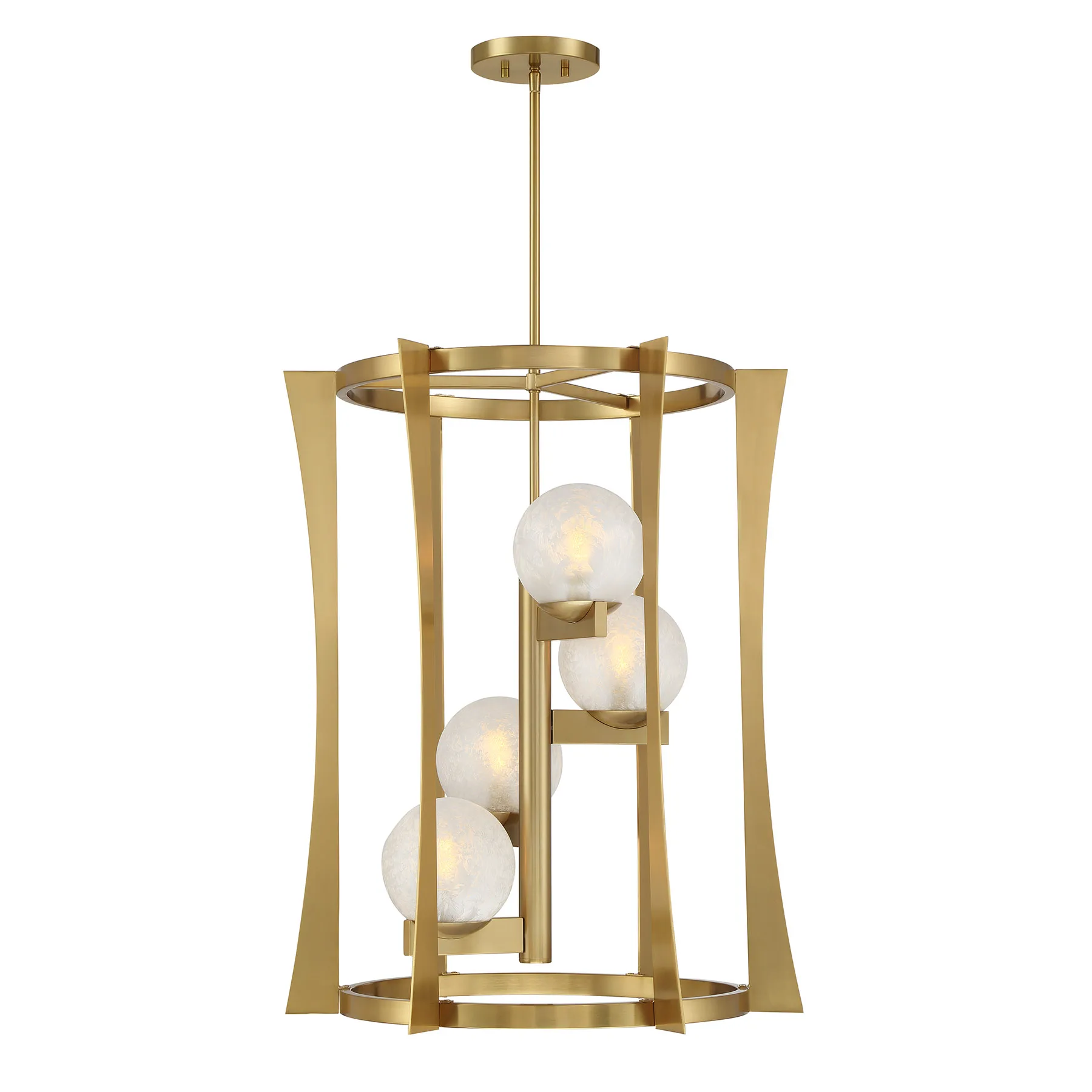 Darien Four Light Pendant in Warm Brass
