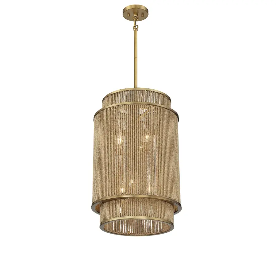 Ashburn 6-Light Pendant in Warm Brass and Rope - Image 2
