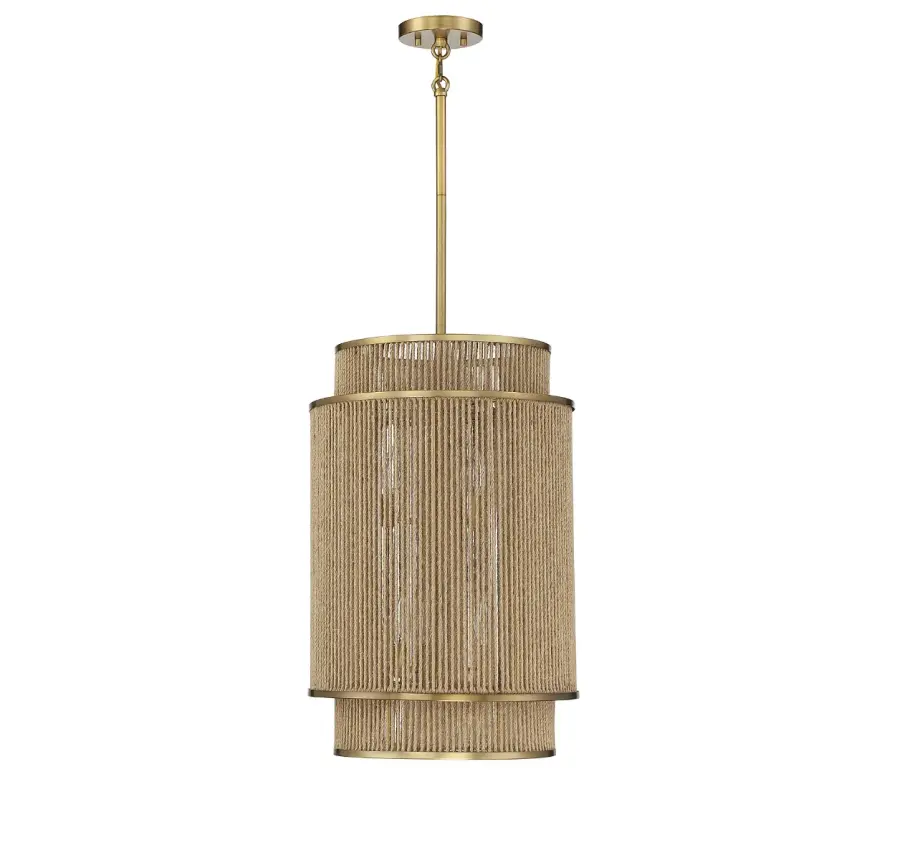 Ashburn 6-Light Pendant in Warm Brass and Rope - Image 4