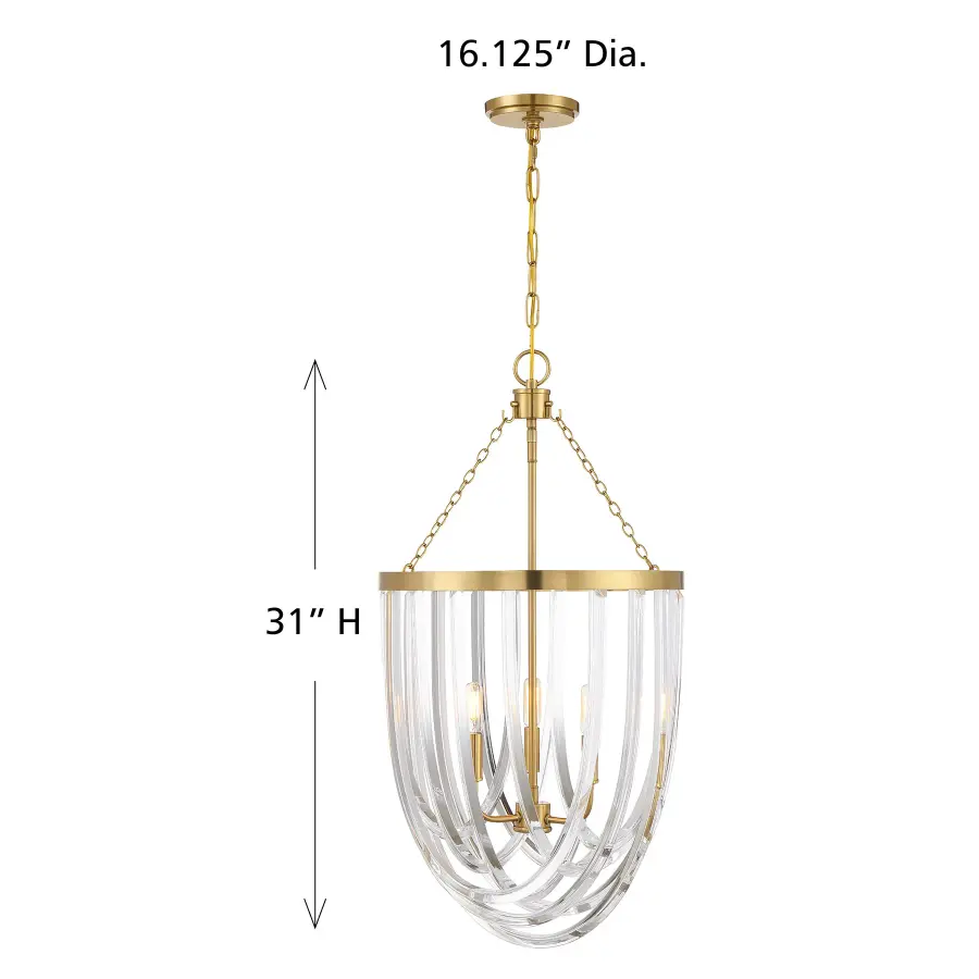 Jennings 3-Light Pendant in Warm Brass - Image 8