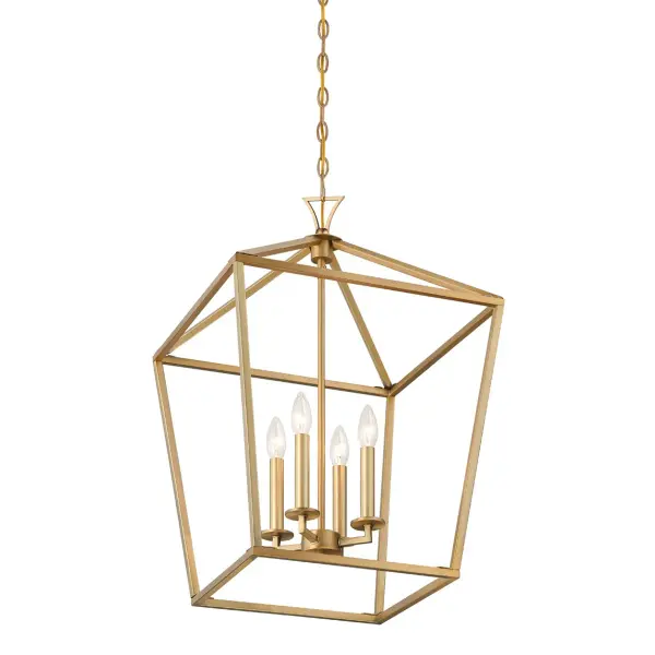 Townsend Four Light Pendant in Warm Brass - Image 4