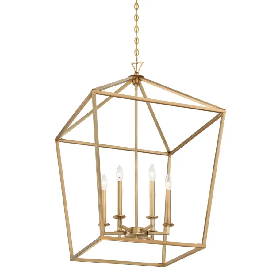 Townsend Six Light Pendant in Warm Brass - Image 4